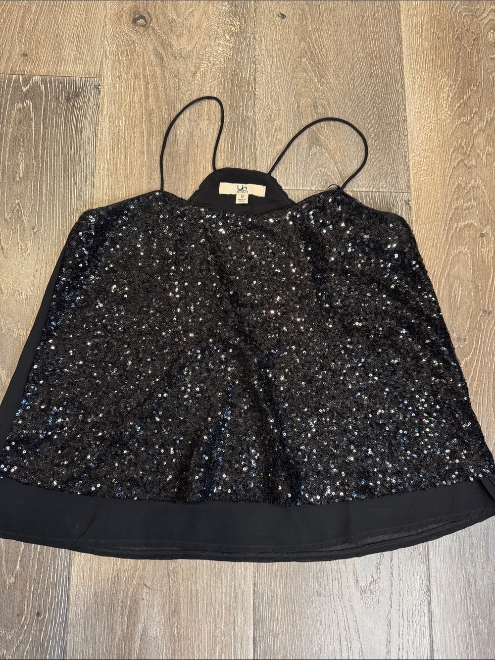 Ya Los Angeles Black Sequin Spaghetti-Strap Cami AZ0809